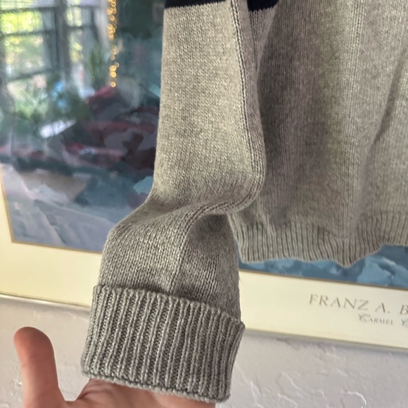 Brandy Melville Bernadette Wool Cashmere‎ Blend Gray with Navy/Red Stripe Across - Picture 2 of 7